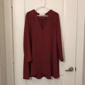 Long Sleeve Maroon Dress